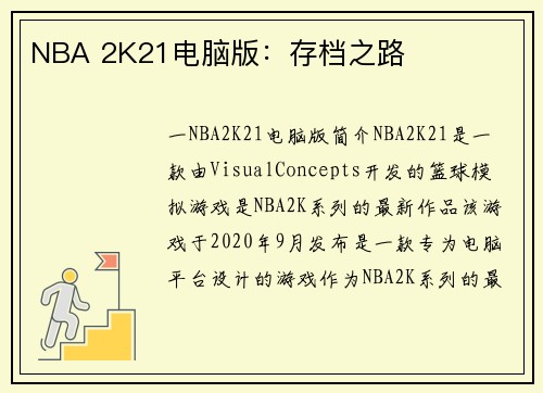 NBA 2K21电脑版：存档之路